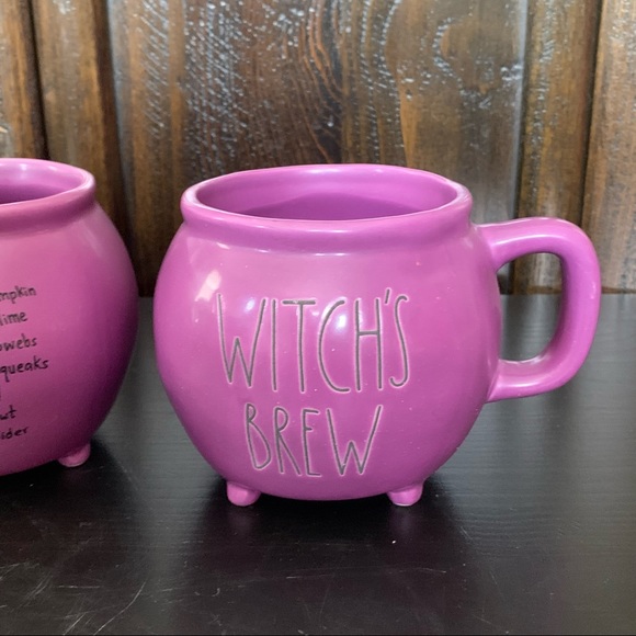 Rae Dunn WITCH’S BREW Double Sided Ceramic Cauldron Mug with Recipe - Purple - Picture 3 of 13